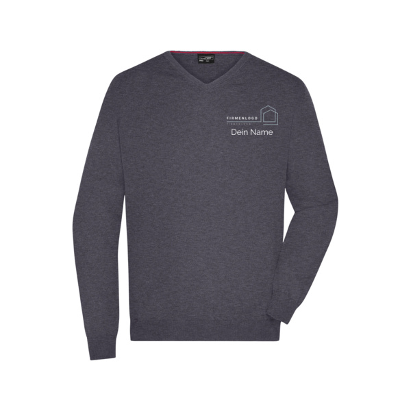 Brust- & Rückendruck  - Men's V-Neck Pullover Miniaturansicht